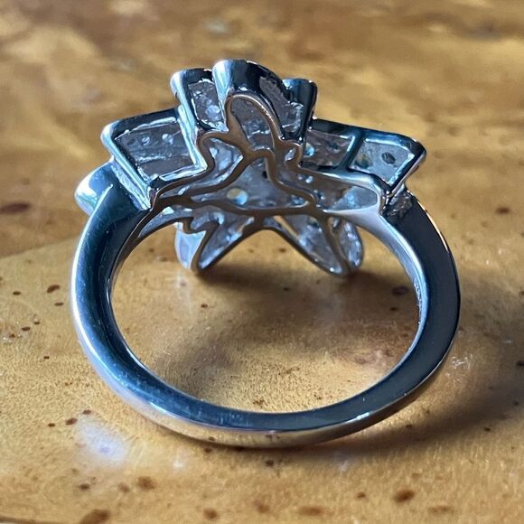 Natural Blue Apatite Moissanite Sterling Silver Starfish Ring Size 8 - Picture 4 of 8